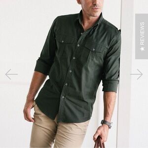 Batch Editor Shirt Men’s Large L Button Olive Green Cotton Capsule Minimalist